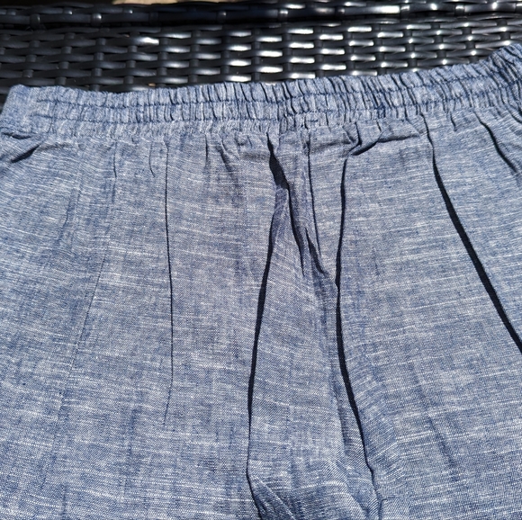 NWT Large Max Studio Blue Easy Wide Leg Linen Pants - Picture 4 of 7